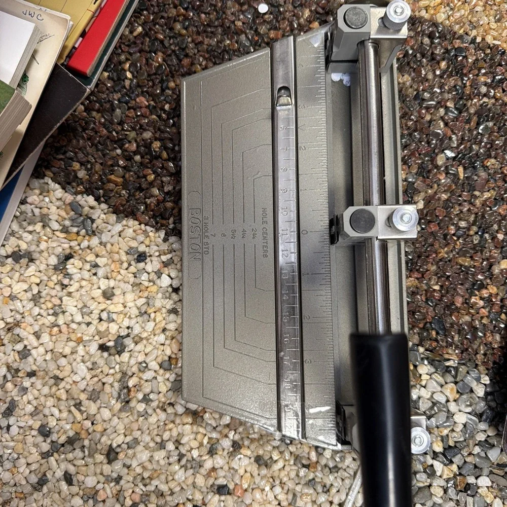 Vintage Boston 3 Hole‎ Metal Paper Punch, Adjustable with Black Handle